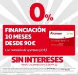 Alcampo: 0% de financiación a 10 meses en compras a partir de 90€