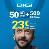 Paquete Digi 50 GB móvil + 500 MB Fibra + 50 GB de almacenamiento en nube por 23€ al mes