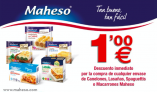 Promoción Maheso vale de descuento de 1€ en pastas